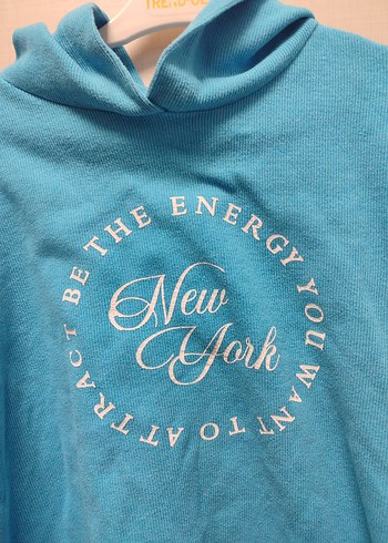 Mavi Kapüşonlu Sweatshirt - Görsel 5