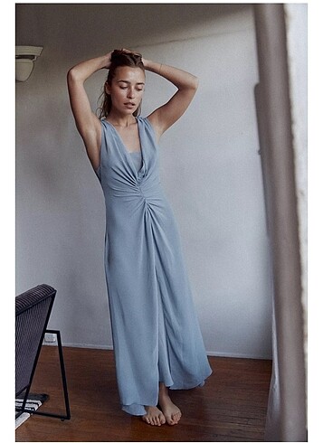 Zara Etiketli Drapeli Elbise