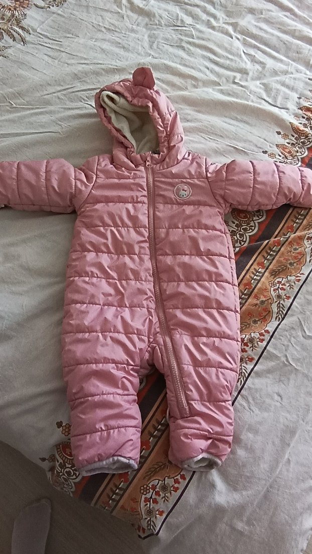 Pembe Kürklü Bebek Kış Tulumu - Görsel 2