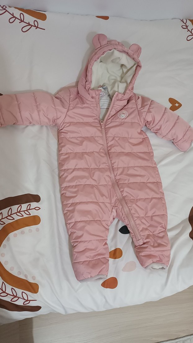 Pembe Kürklü Bebek Kış Tulumu - Görsel 3