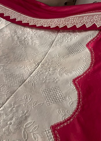 Bordo İşlemeli Geleneksel pike takımı - Görsel 2