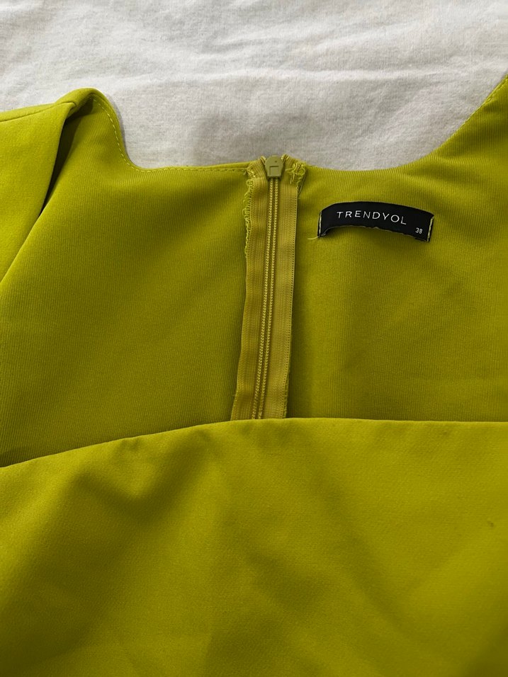 Sarı Midi Straplez Kadın Elbise - Görsel 3