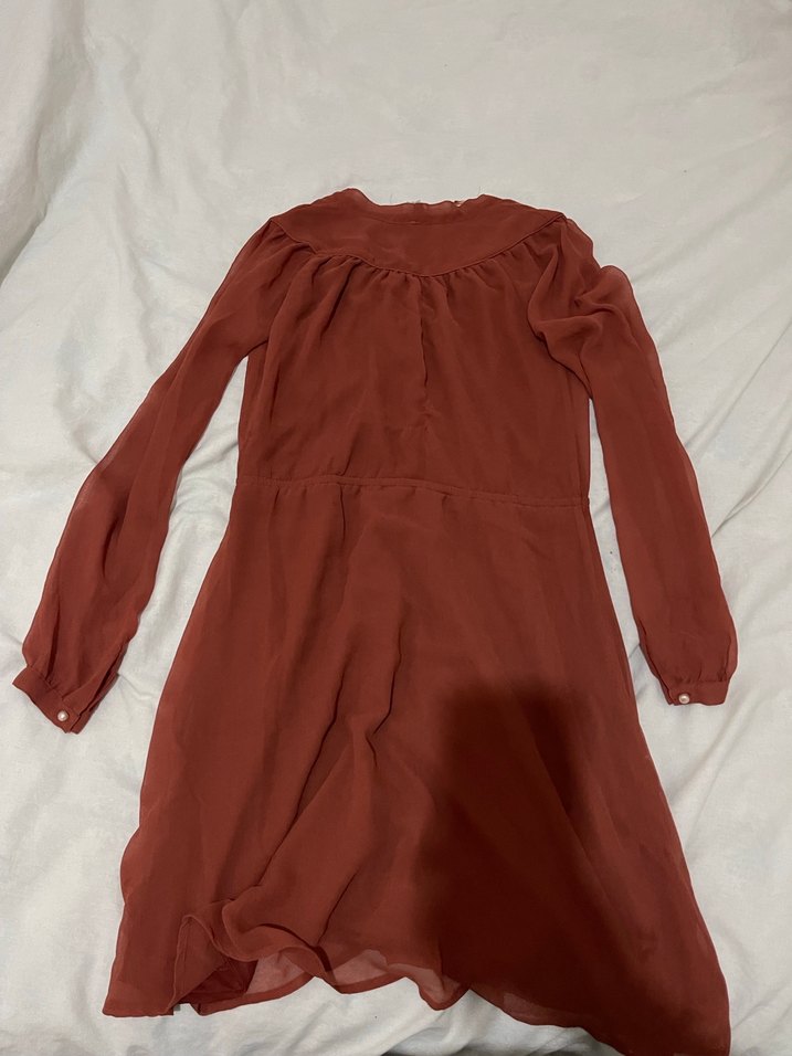 Bordo Midi Kadın Günlük Elbise - Görsel 3