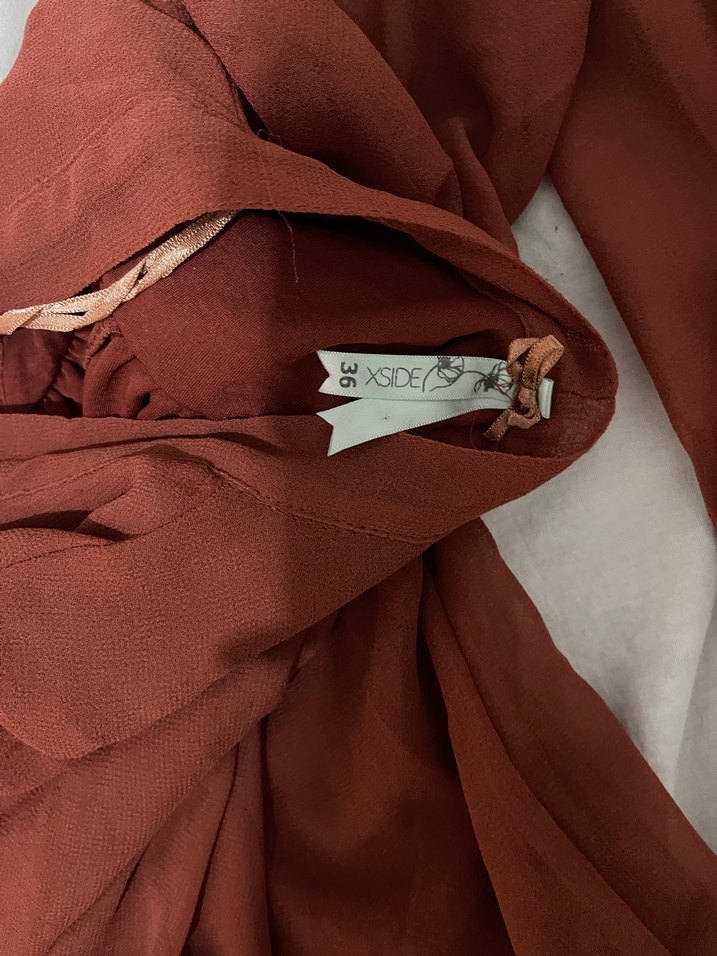 Bordo Midi Kadın Günlük Elbise - Görsel 4