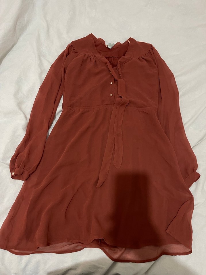 Bordo Midi Kadın Günlük Elbise - Görsel 2