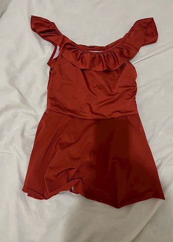 Kırmızı Fırfırlı Midi Kadın Elbise - Görsel 2