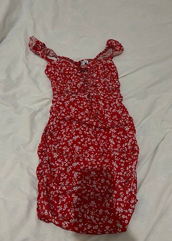 Kırmızı Straplez Midi Elbise - Görsel 2