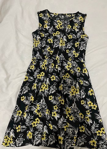 Sarı Çiçekli Bohem Midi Elbise - Görsel 2