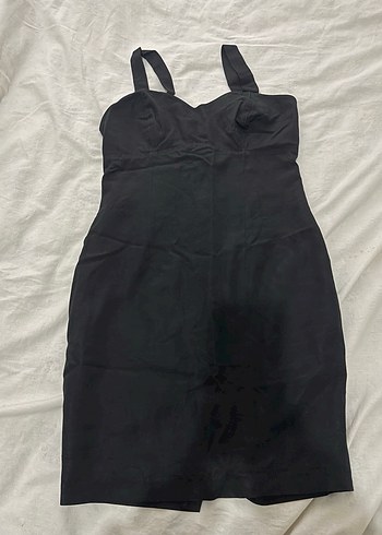 Siyah V Yakalı Midi Kalem Elbise - Görsel 3