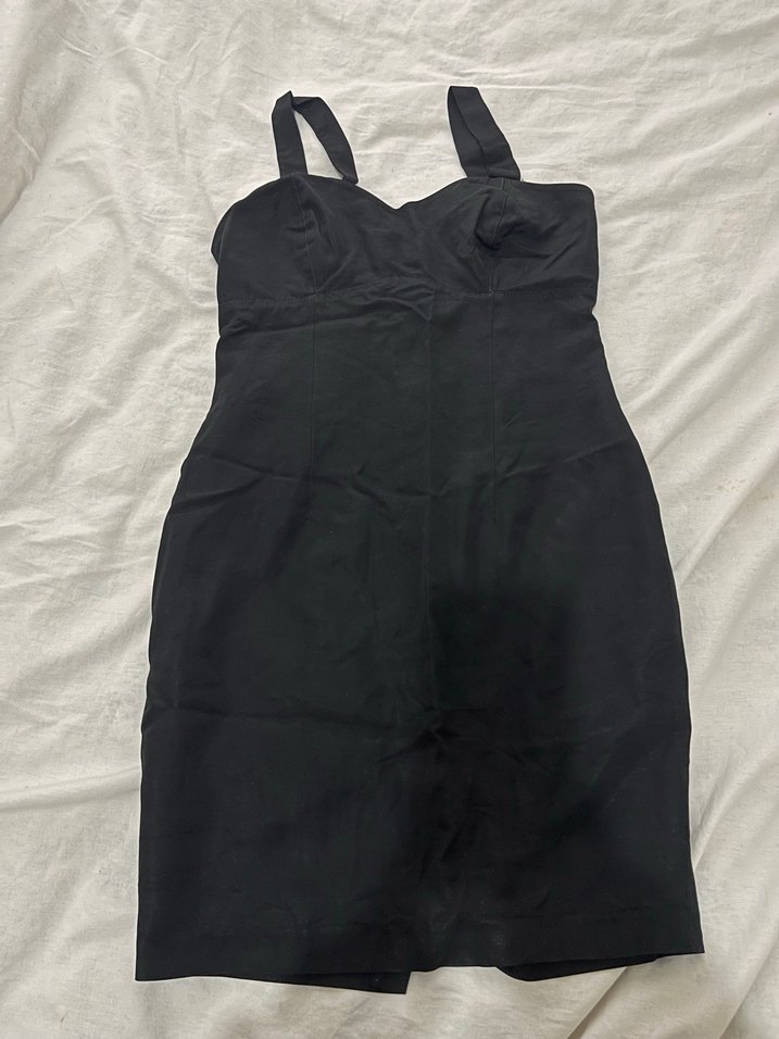 Siyah V Yakalı Midi Kalem Elbise - Görsel 3