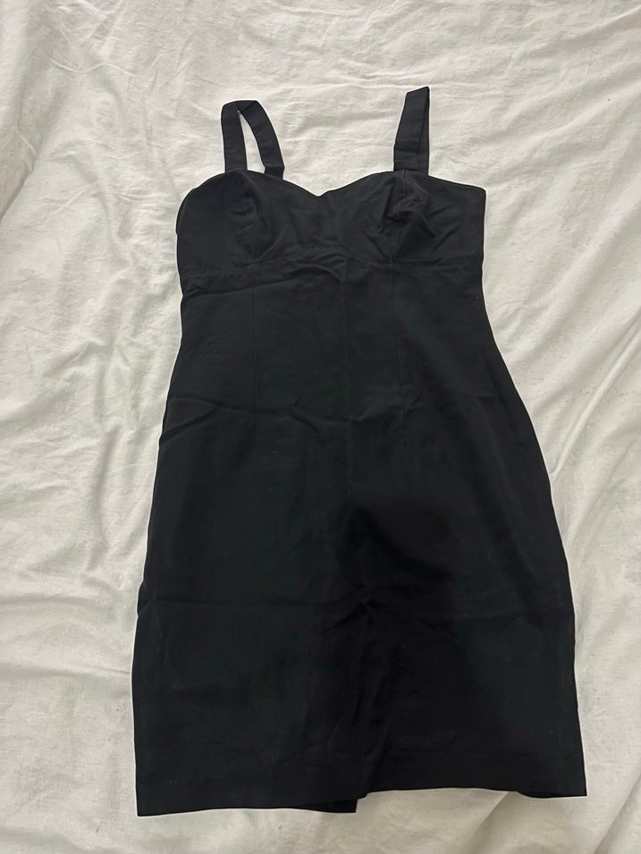 Siyah V Yakalı Midi Kalem Elbise - Görsel 2