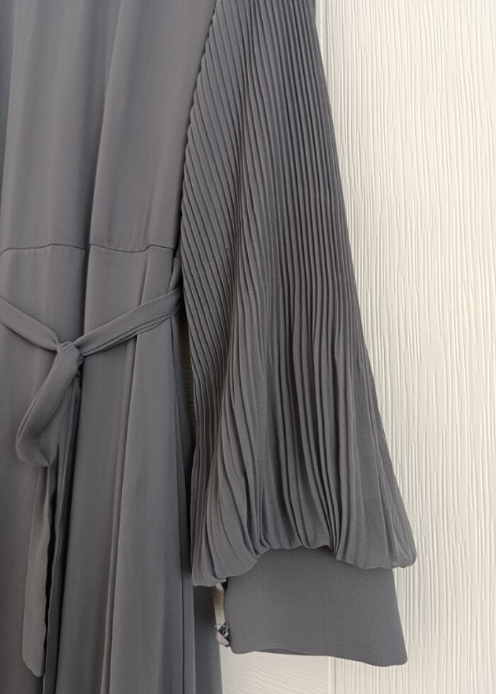 Gri Şifon Elbise  - Görsel 3