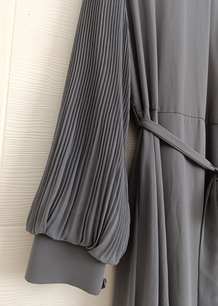 Gri Şifon Elbise  - Görsel 4