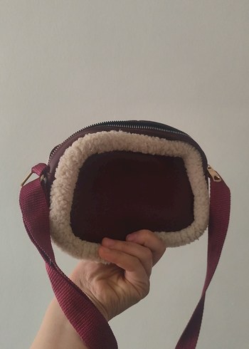 Bordo Süet Kürk Detaylı Kadın Çanta - Görsel 2