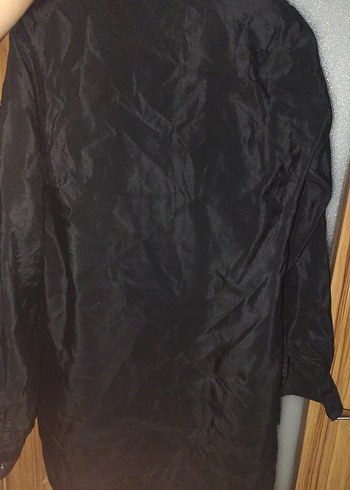 Siyah V Yaka Düğmeli Kadın Gömlek - Görsel 5