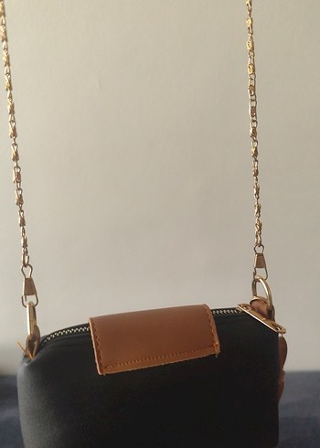Zincir Detaylı Kahverengi Deri Kadın Çanta - Görsel 6