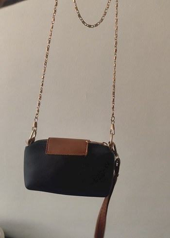 Zincir Detaylı Kahverengi Deri Kadın Çanta - Görsel 2