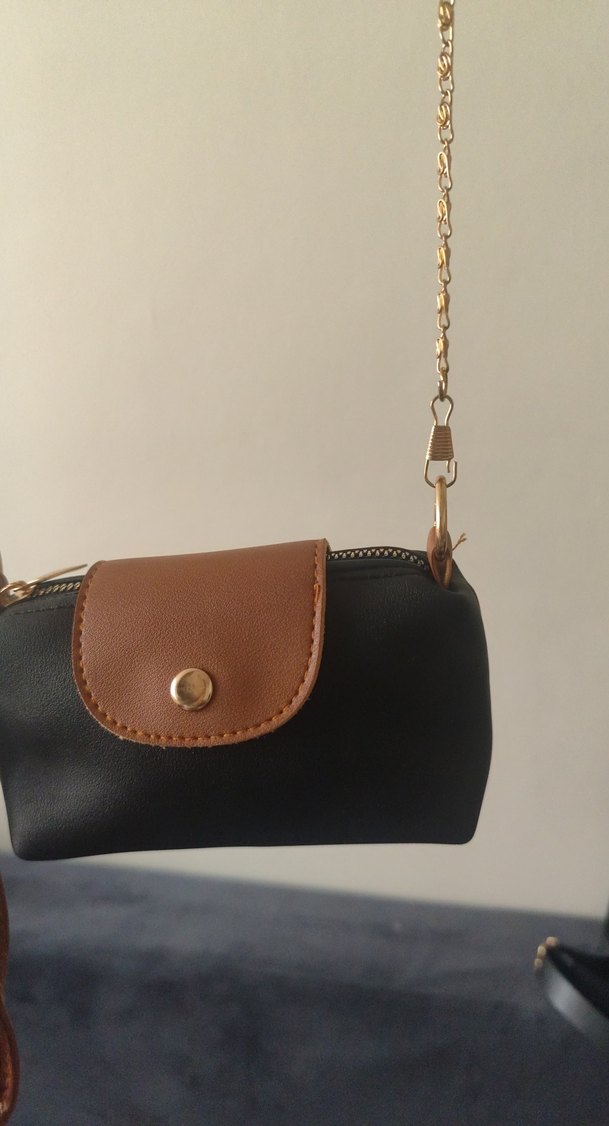 Zincir Detaylı Kahverengi Deri Kadın Çanta - Görsel 4