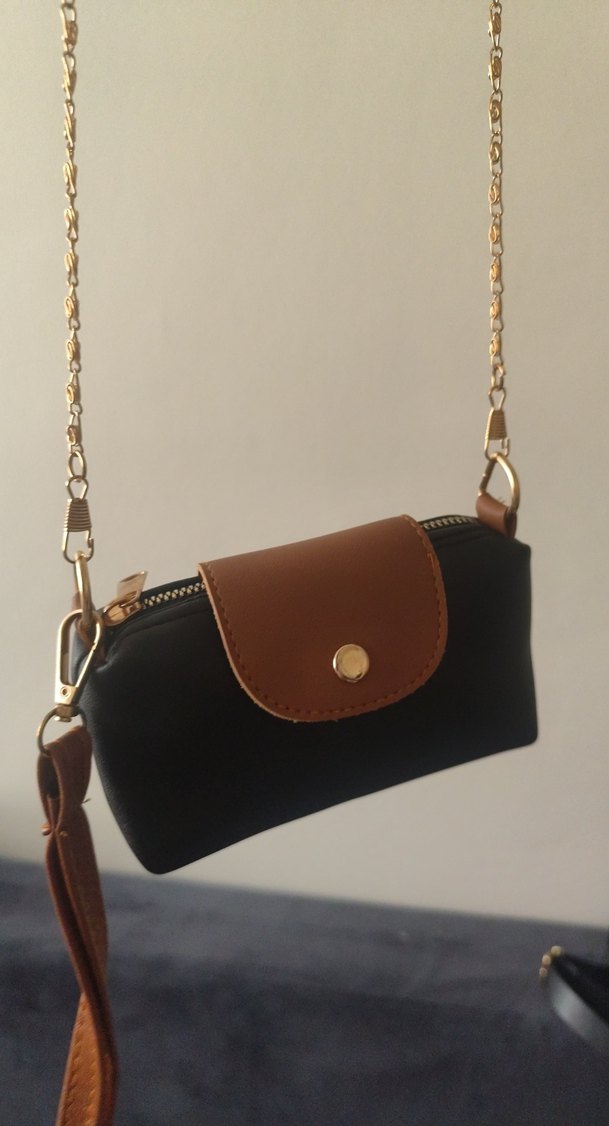 Zincir Detaylı Kahverengi Deri Kadın Çanta - Görsel 5