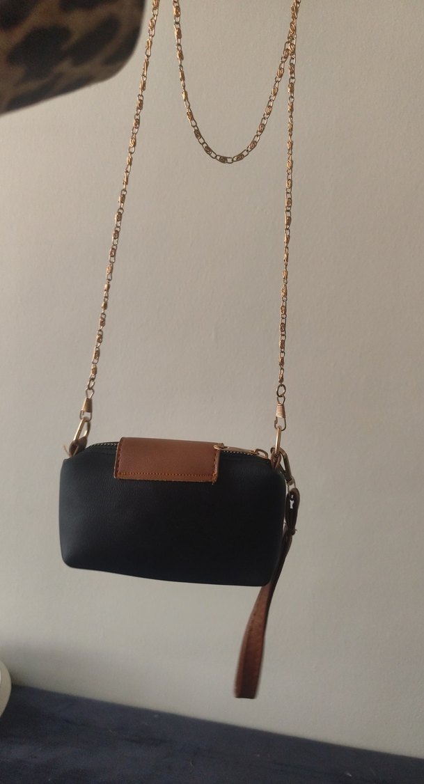 Zincir Detaylı Kahverengi Deri Kadın Çanta - Görsel 2