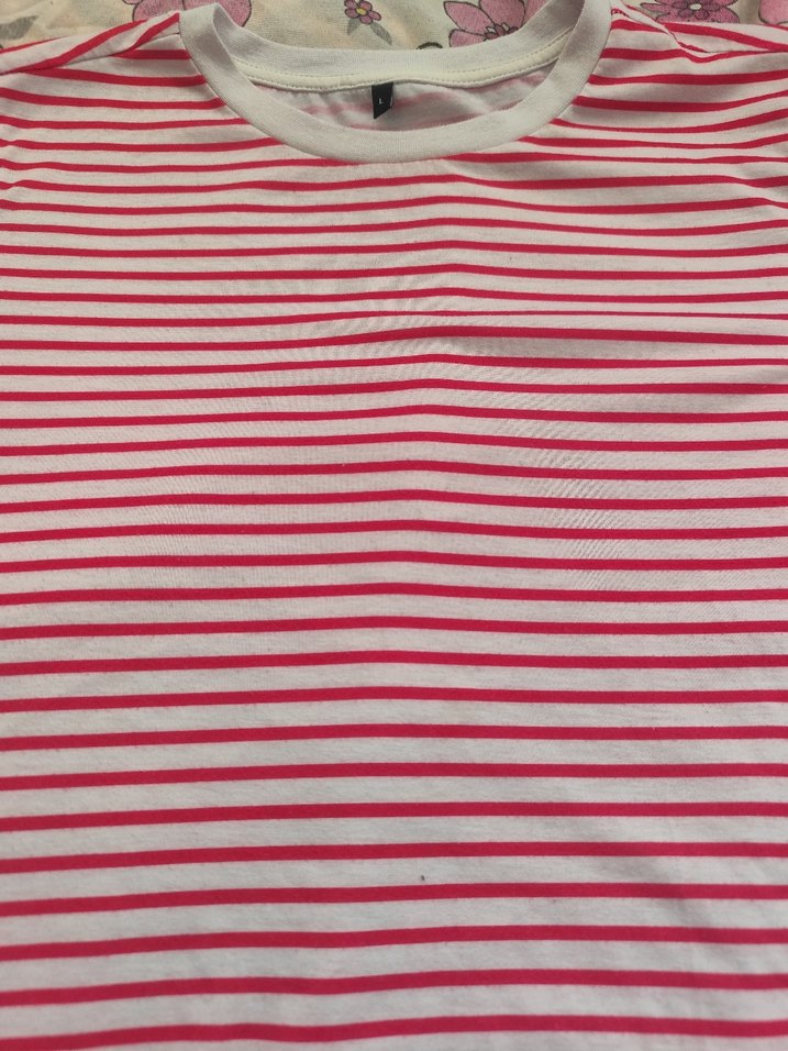 Kız Pembe Çizgili Kısa Kollu Tişört - Görsel 2