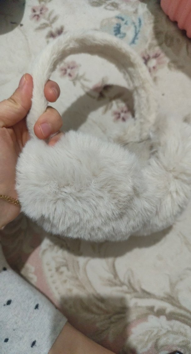 Kızlar için Bej Kürklü Sıcak kulaklık - Görsel 2