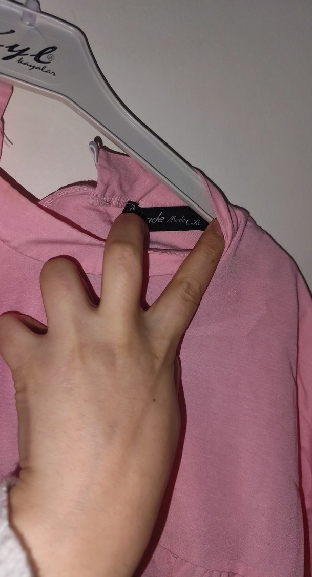 Pembe Keten  Bluz Fırfırlı - Görsel 3