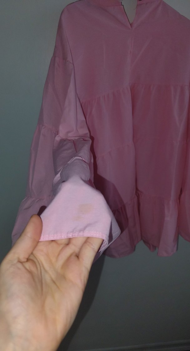 Pembe Keten  Bluz Fırfırlı - Görsel 5