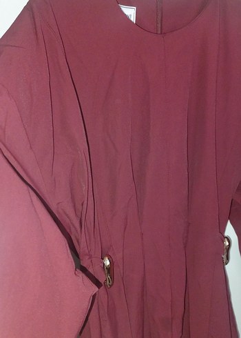 Bordo Kemerli Uzun Kadın Elbise - Görsel 2