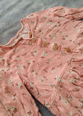 LC Waikiki Pembe Çiçekli Uzun Kollu Kız Elbisesi