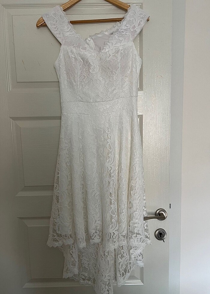 Dantelli beyaz elbise - Görsel 2