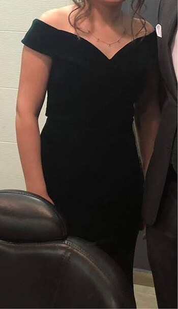 Zümrüt yeşili kadife elbise - Görsel 6