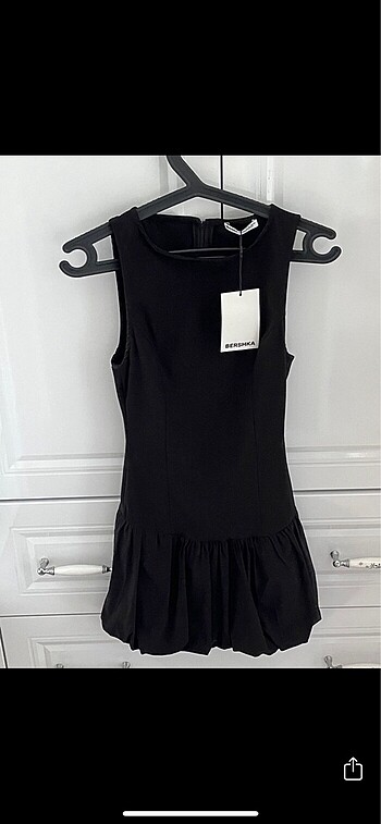 xs Beden Bershka Balon Etek Siyah Mini Elbise