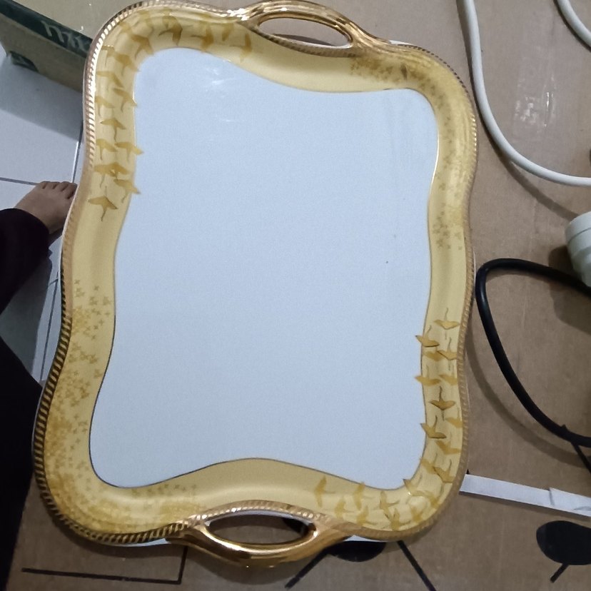 Altın Renk Parlak Dekoratif, porselen kahve tepsisi - Görsel 2