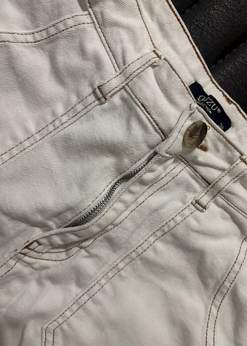 38 Beden beyaz Renk Düğmeli Beyaz Kot Mini Etek