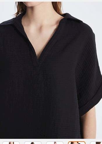 xl Beden siyah Renk LC Waikiki Siyah Oversize V Yaka Kısa Kollu Bluz
