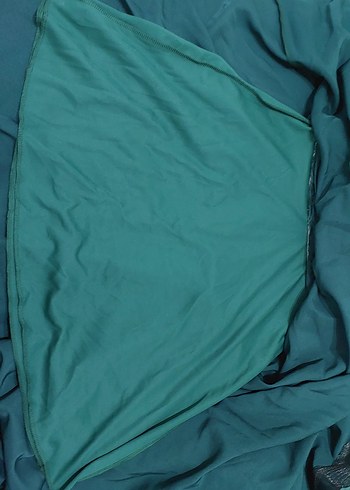 Zümrüt Yeşili Balon Kollu Kloş Etekli Midi Boy Gece Abiye Elbise - Görsel 9