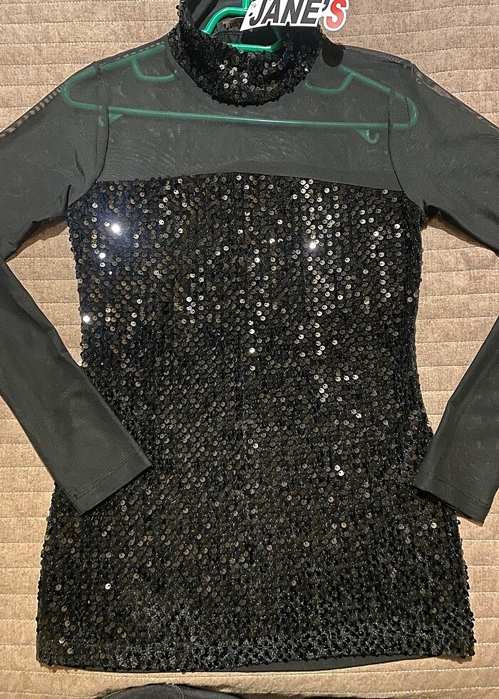 Payetli şifon bluz - Görsel 2