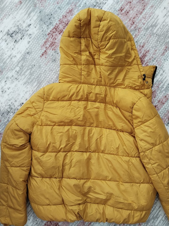Sarı Kapüşonlu Kadın Kışlık Mont - Görsel 4