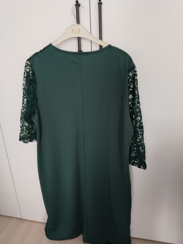 Yeşil Dantel Detaylı Midi Elbise - Görsel 2