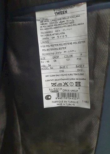 Düğmeli Siyah Erkek Ofis Takım Elbise, - Görsel 5