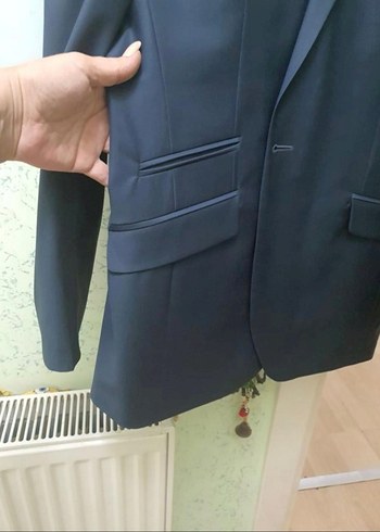 Düğmeli Siyah Erkek Ofis Takım Elbise, - Görsel 2