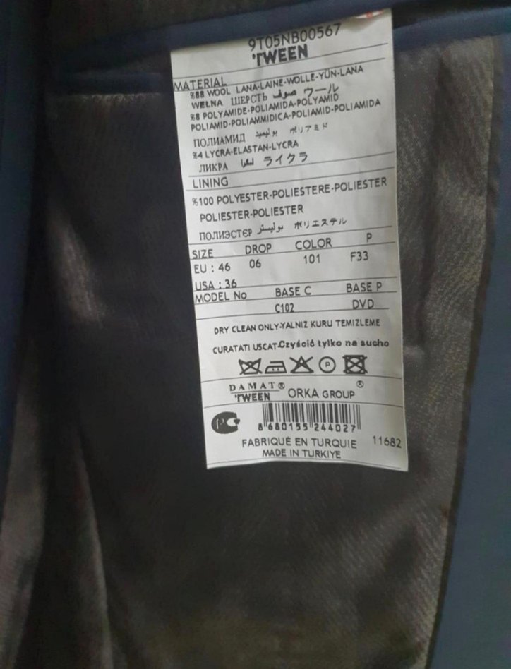 Düğmeli Siyah Erkek Ofis Takım Elbise, - Görsel 5