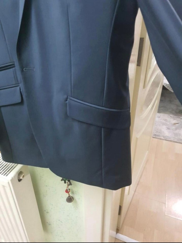 Düğmeli Siyah Erkek Ofis Takım Elbise, - Görsel 3