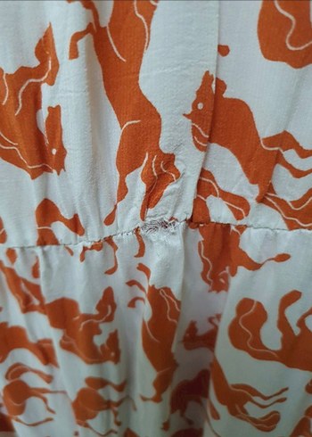 Turuncu Desenli Uzun Kadın Elbise ipekyol - Görsel 6