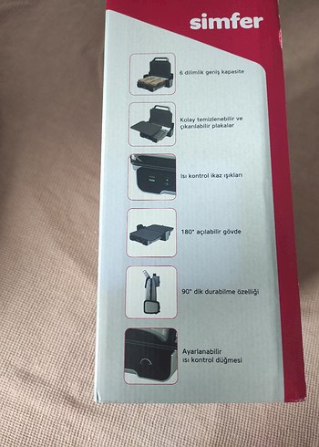  Beden Renk Simfer Gri Beyaz Tost ve Sandviç Makinesi yeni kullanilmadi