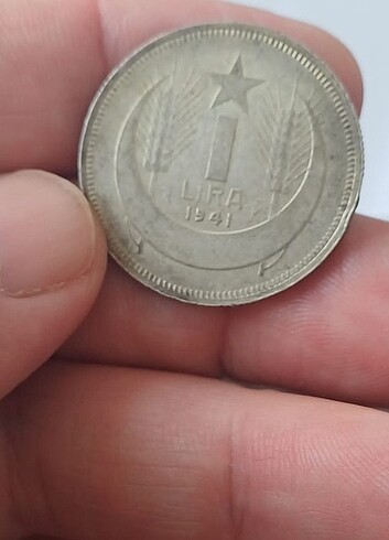 1941 koleksiyon gümüş 1 LİRA çil alti - Görsel 3