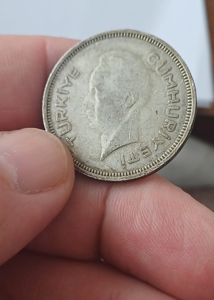 1941 koleksiyon gümüş 1 LİRA çil alti - Görsel 2