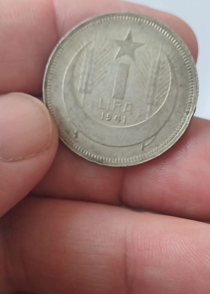 1941 koleksiyon gümüş 1 LİRA çil alti - Görsel 3