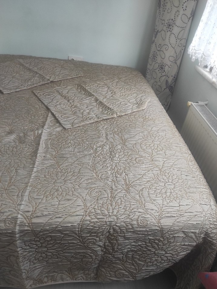 Bej Nakışlı Gri Desenli Yatak Örtüsü - Görsel 2